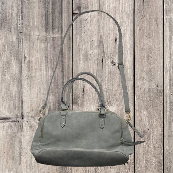 Womens Trendy Two Way Hand and Crossbody Bag Multi Compartment Gray - Picture 2 of 6